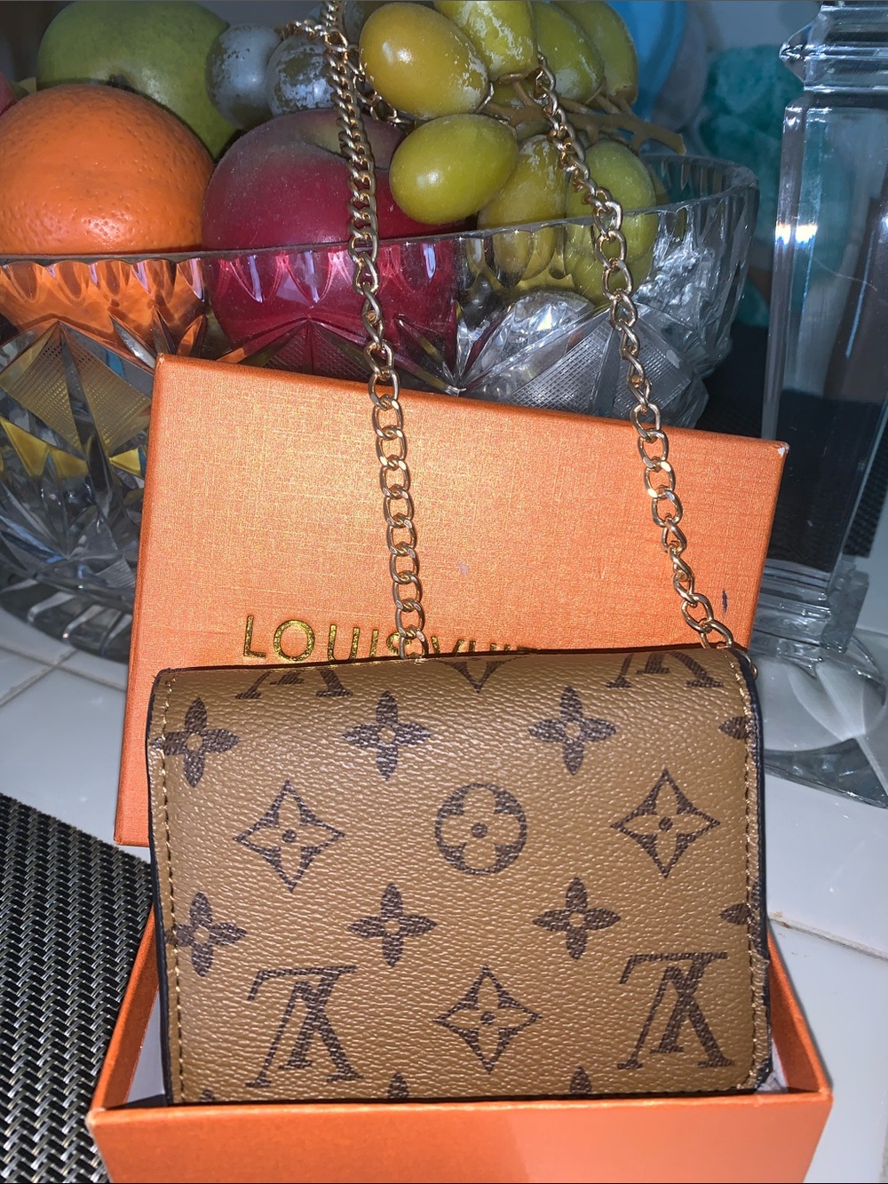 Monogram inspired Mini crossbody with chain - Picture 3 of 11